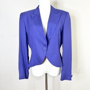 Christian Dior Vintage Tailored Blazer Jacket Purple Size 8‎ Pleated Waist USA